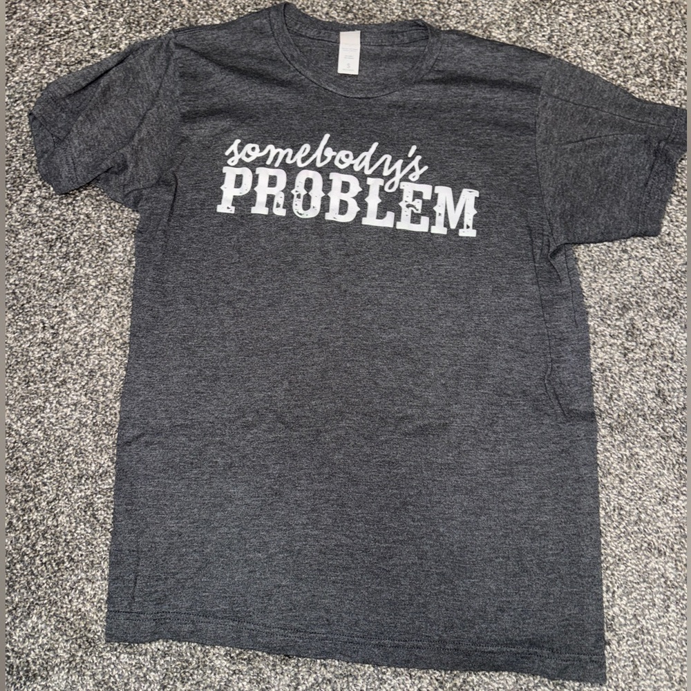 Tultex Charcoal Tee with Bold White Text